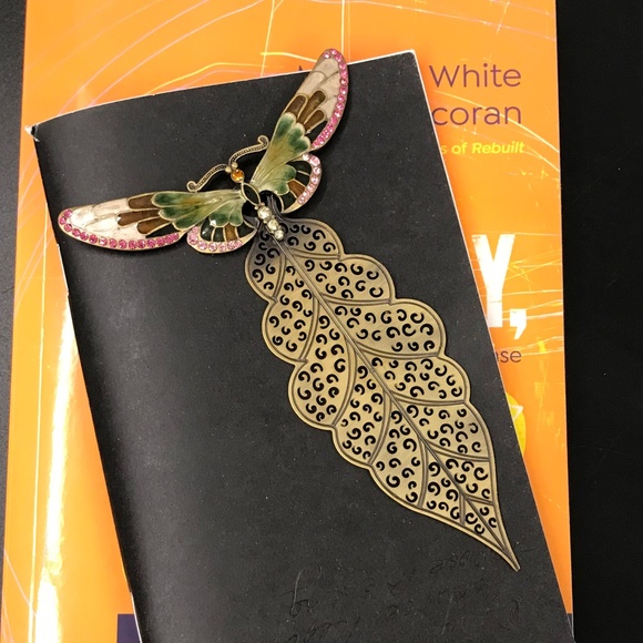 Butterfly Beaded Jeweled Book Mark Page Saver Metal Rhinstone - Picture 2 of 4